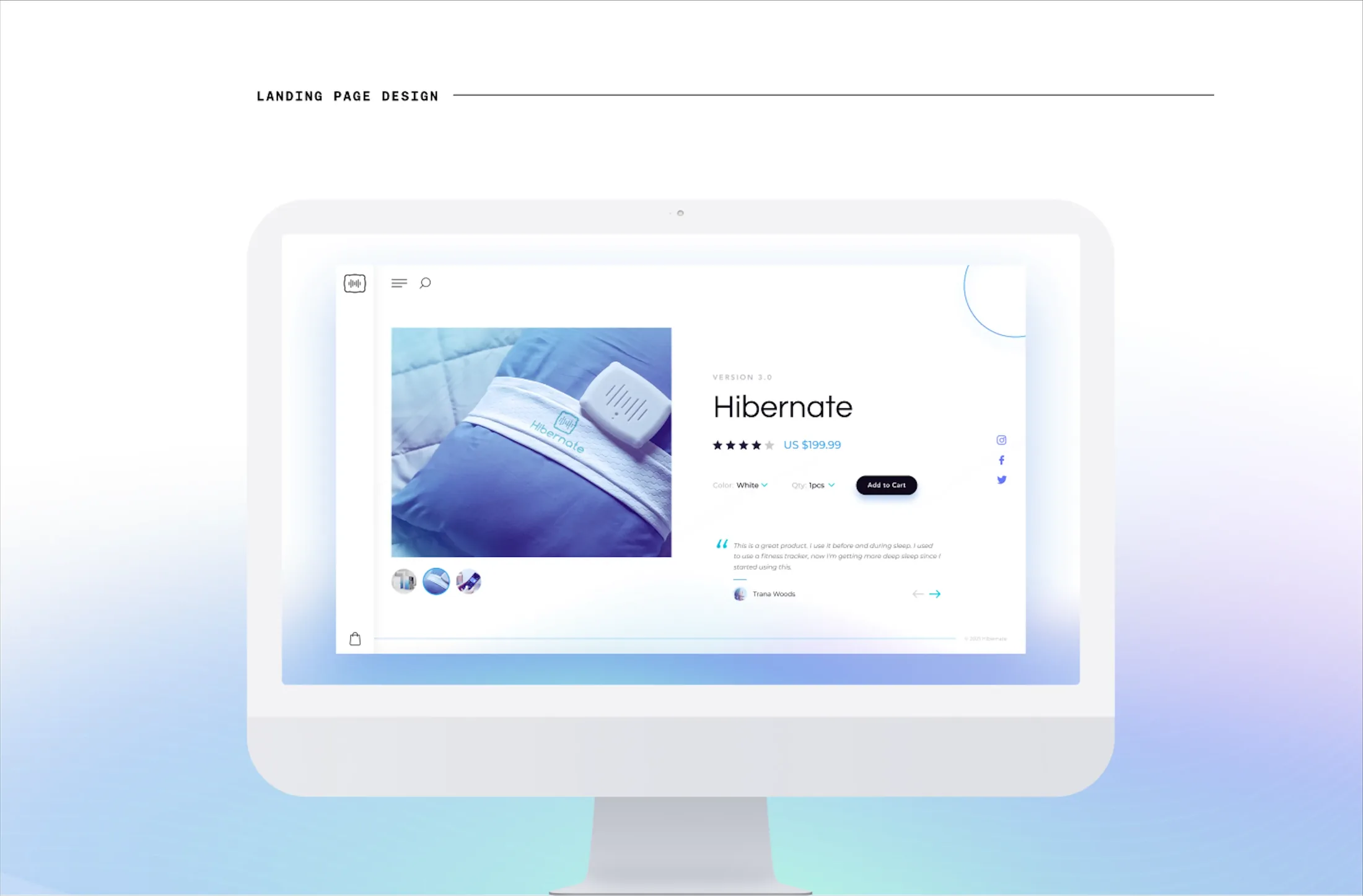 Hibernate landing page design